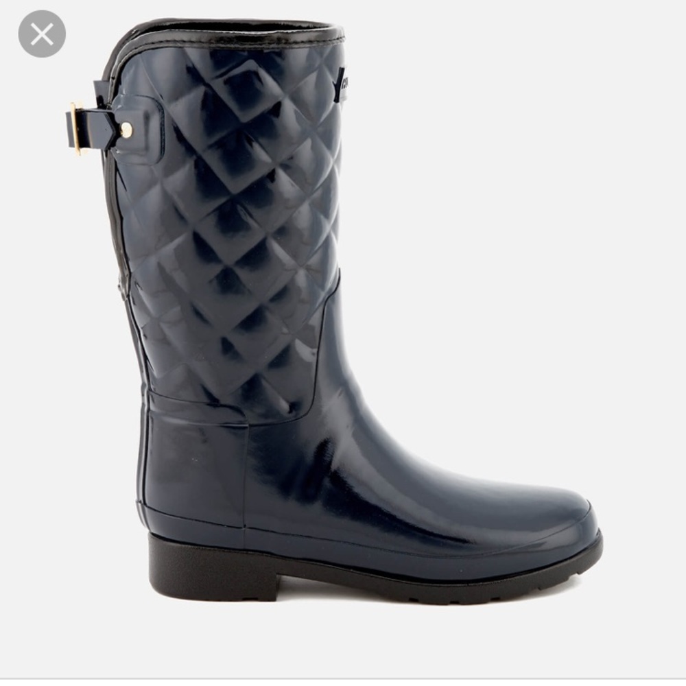 Hunter Refined Short Gloss Quilted Rain Boots.